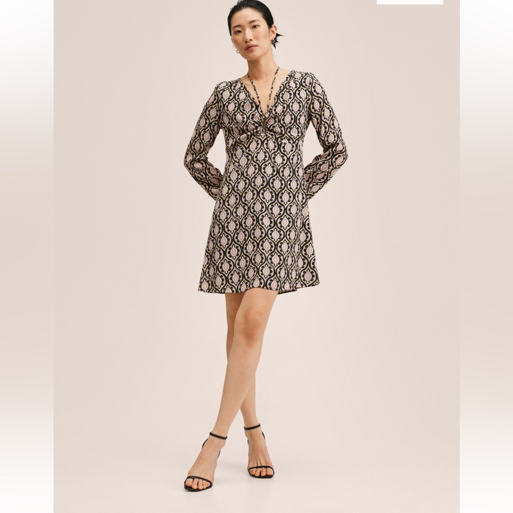 Mango‎ Flowy Boho Geometric Print Dress size 4
